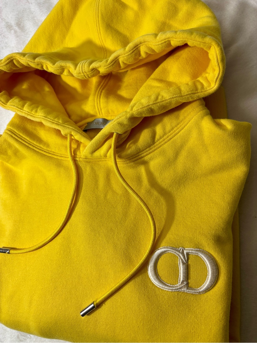 Dior Yellow Hoodie Medium CD Logo Made in Italy Designer Pullover Sweatshirt